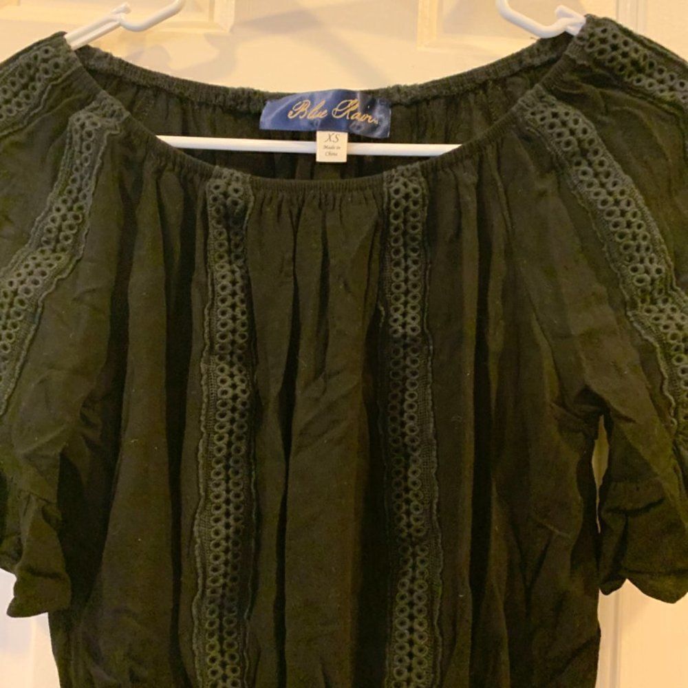 Blue Rain Black Crop Top with Flare Arm - Picture 2 of 5